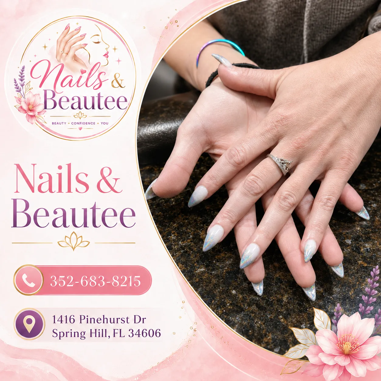 Pearlescent glazed almond manicure inspiration