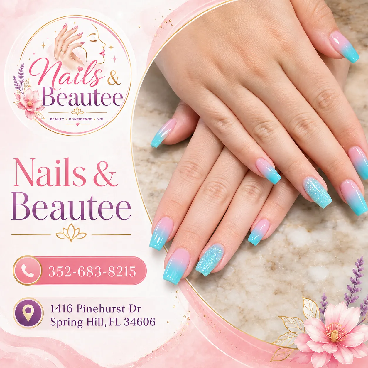 Pink-to-white ombre manicure inspiration